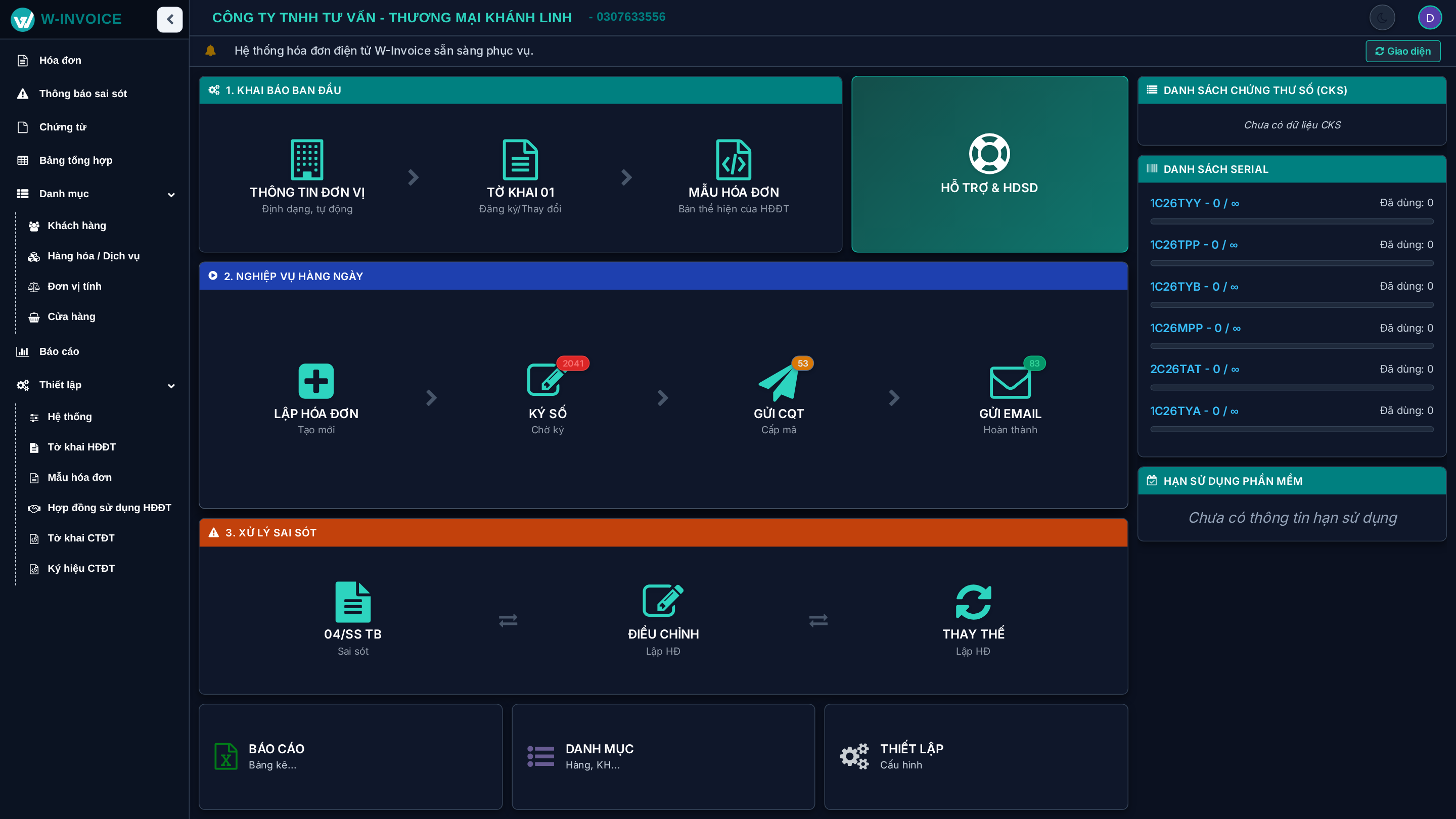 Chế độ Giao diện Dark Mode trên W-INVOICE