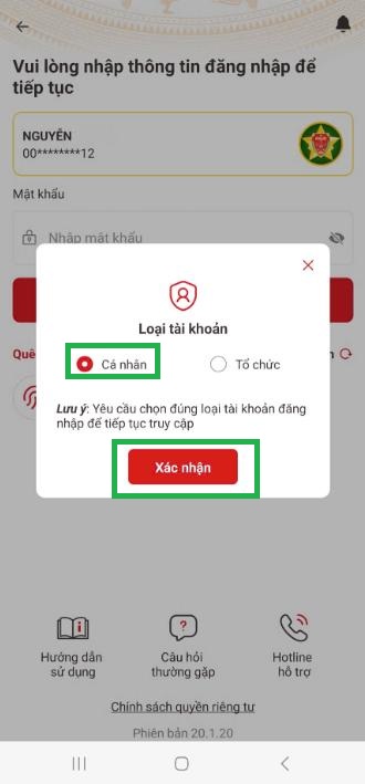 Bước 2: Chọn Cá nhân