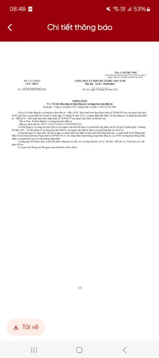 Chi tiết nội dung thông báo