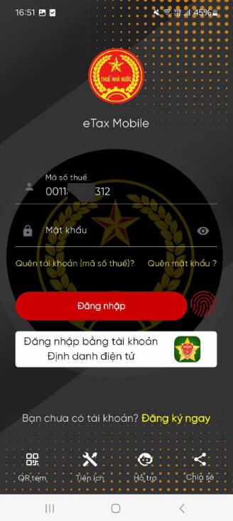 Đăng nhập bằng MST CCCD